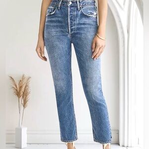 Agolde Riley High Rise Cropped Straight Leg Jeans